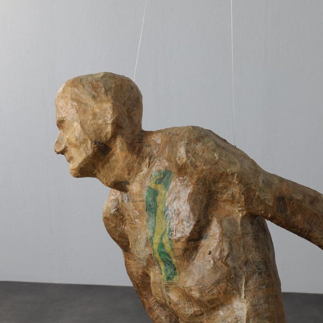 Beige Karol Broniatowski, Life-Size Running Figure Sculpture, 1972, Papier Mache For Sale - Image 8 of 11