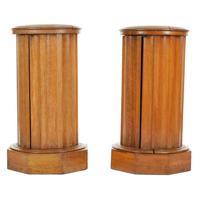 English Cylinder Marble Top Bedside Commodes, a Pair For Sale - Image 4 of 7