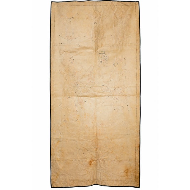 Amazing Large Antique Egyptian Egypt Wall Hanging Hand Sewn Appliqué Textile Egyptian Art Statement Tapestry Banner Home Decor For Sale - Image 12 of 14