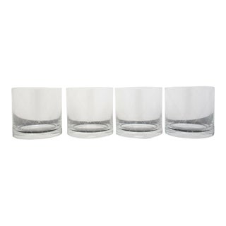 Tiffany & Co Crystal Diamond Criss Cross Double Old Fashioned Low Ball Glass Set For Sale