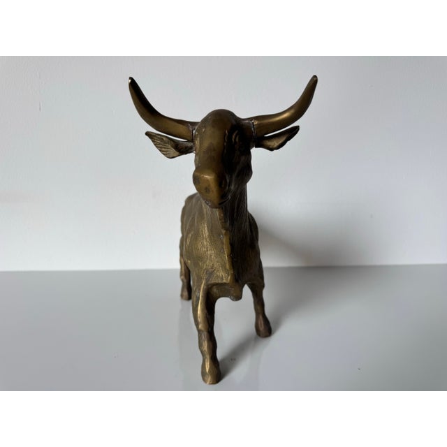 Vintage Solid Brass Bull Sculpture For Sale - Image 9 of 10