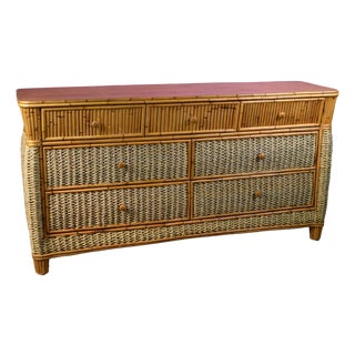 Late 20th Century Jute and Split Rattan Dresser For Sale