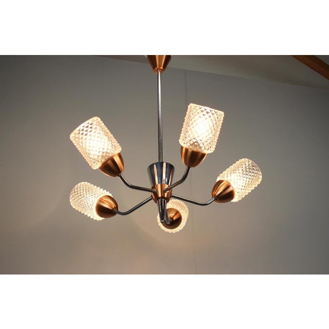 Glass and Chrome Chandelier from Drukov Brno, Czechoslovakia, 1970s For Sale - Image 12 of 14
