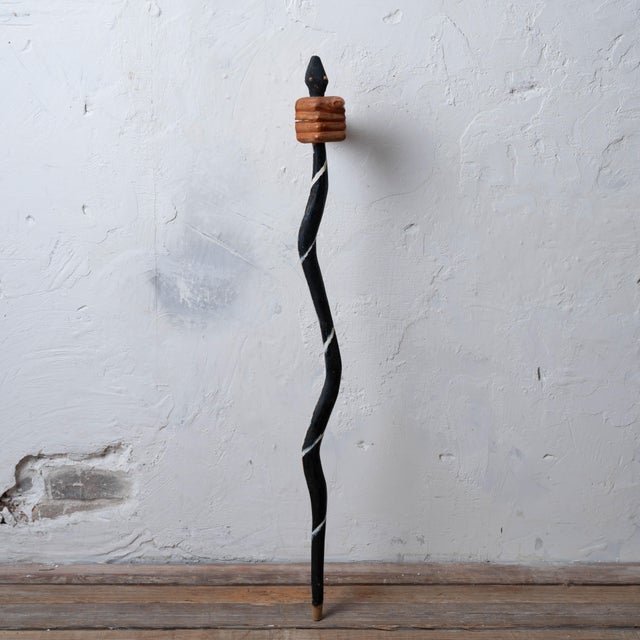 Mid 20th Century American Folk Art Snake and Hand Cane, 20th Century For Sale - Image 5 of 10