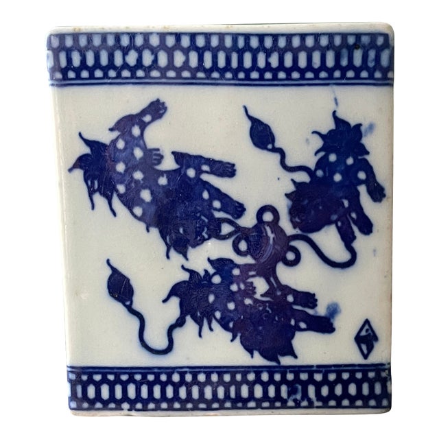 Vintage Blue and White Chinese Incense Burner For Sale