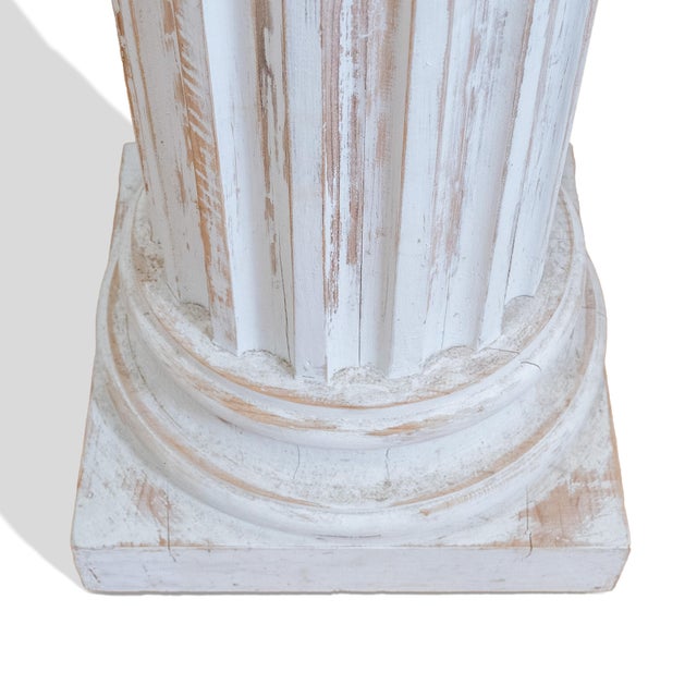 Pair of Neoclassical Fluted Whitewashed Wood Columns For Sale - Image 4 of 16