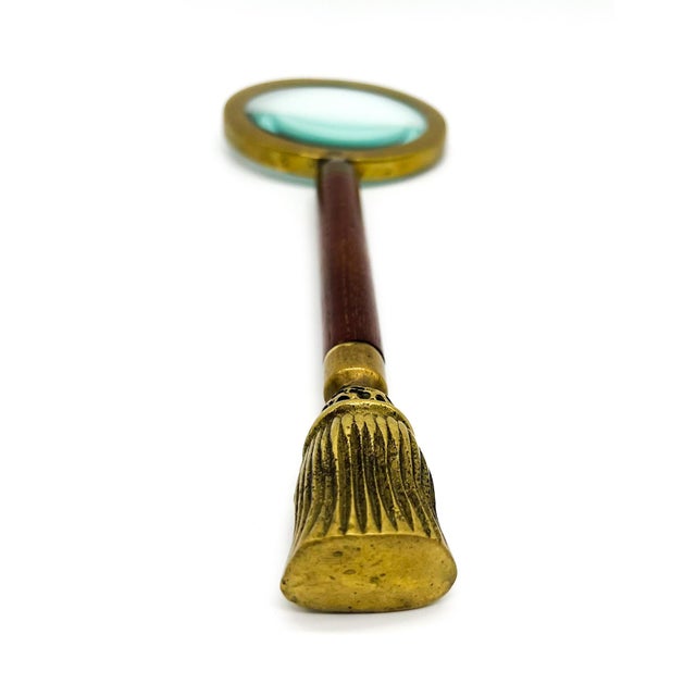 Vintage Wood and Brass Tassel Magnifying Glass For Sale - Image 10 of 10