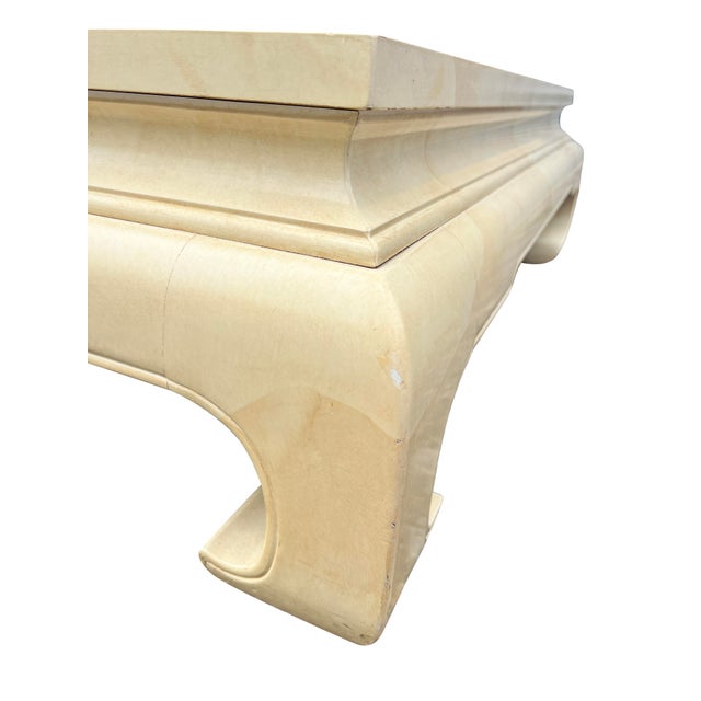 Wood Vintage Henredon Faux Goatskin Coffee Table Decorative Modern Design Large Low Table For Sale - Image 7 of 10