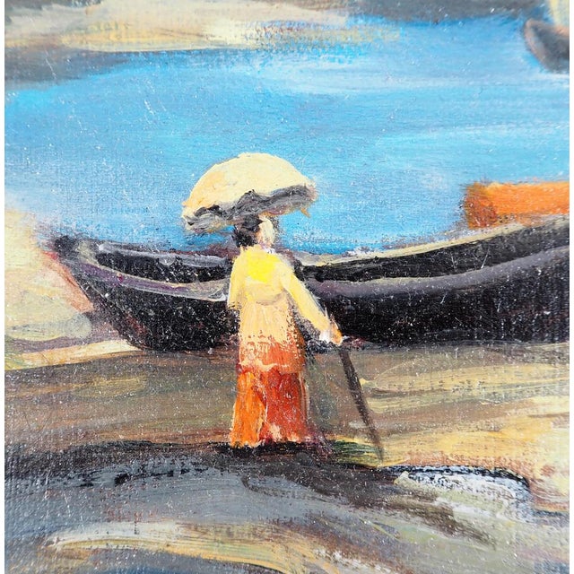 Michel Pabois, Two Breton Boats at the Water's Edge, Original Oil on Canvas For Sale - Image 4 of 9