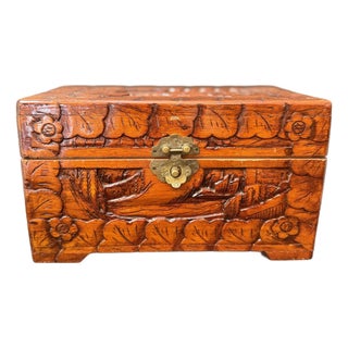 Mid 19th Century Hand-Carved Camphor Wood Chest For Sale