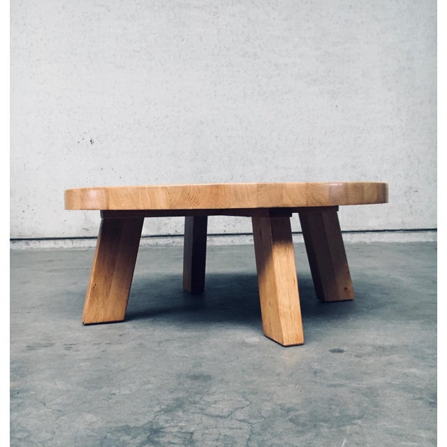 Brutalist Oak Round Coffee Table from Meubelfabriek Oisterwijk, Netherlands, 1960s For Sale - Image 9 of 18