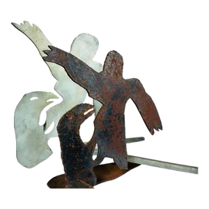 Prototype Artist Proof Torch Cut Steel Sculpture Pair