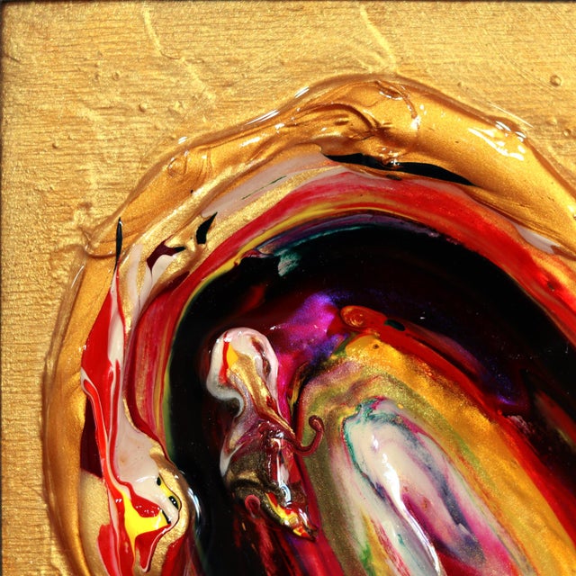 Divine Spark of Love XXXXX - Original Heart Pop Art Mixed Media Acrylic and Resin on Wood Panel by Cynthia Coulombe-Bégin For Sale In Los Angeles - Image 6 of 9