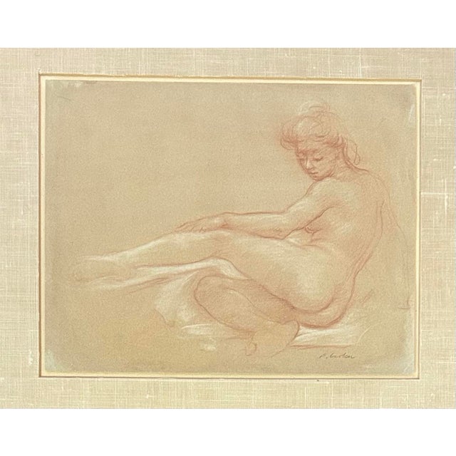 Mid Century Framed Sepia Pastel of a Nude Woman by Stephen Csoka For Sale - Image 4 of 9