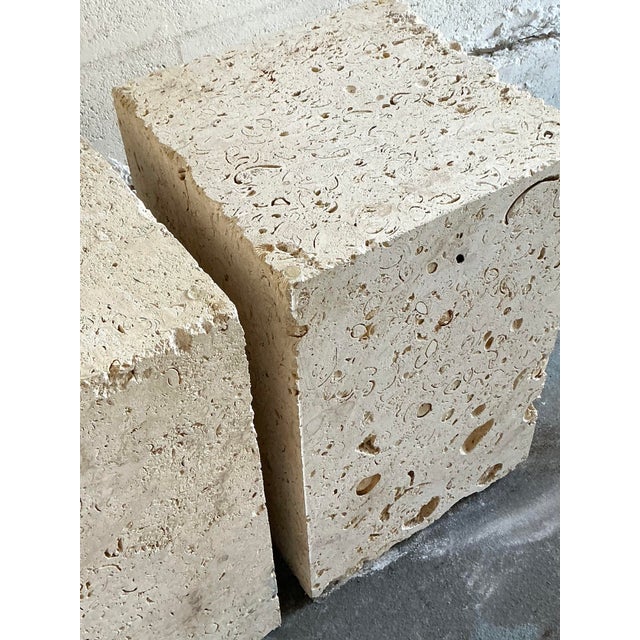 Late 20th Century Vintage Coastal Coquina Block Dining Table Pedestal - Set of 2 For Sale - Image 5 of 12