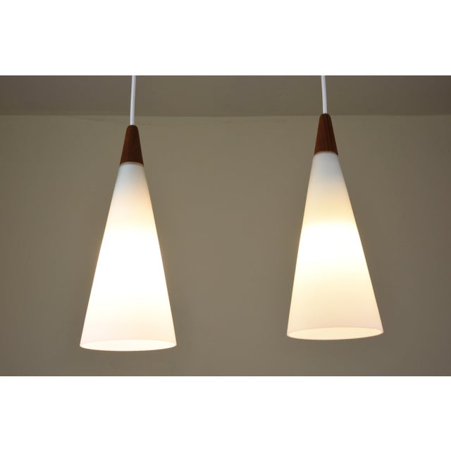 1970s Trumpet 2-Light Pendant by Fog & Mørup for Holmegaard, Denmark, 1960s For Sale - Image 5 of 13