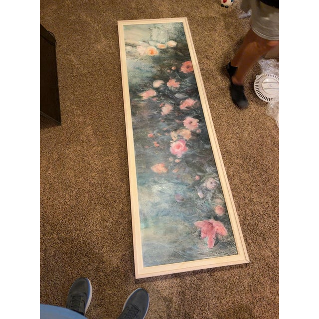 Contemporary Late 20th Century Large Floral Painting Attributed to Sandra Hoffman – 84” × 24” Sandra Hoffman Is the Artist For Sale - Image 3 of 5