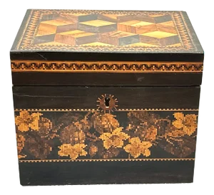 Victorian Tunbridge Ware Tea Caddy, 1870