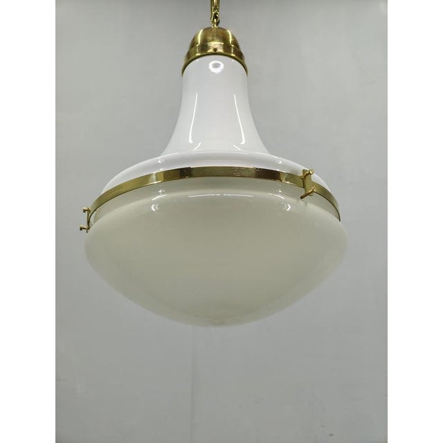 Gold Art Deco Glass Pendant Lamp by Peter Behrens for Siemens, Germany, 1930s For Sale - Image 8 of 11
