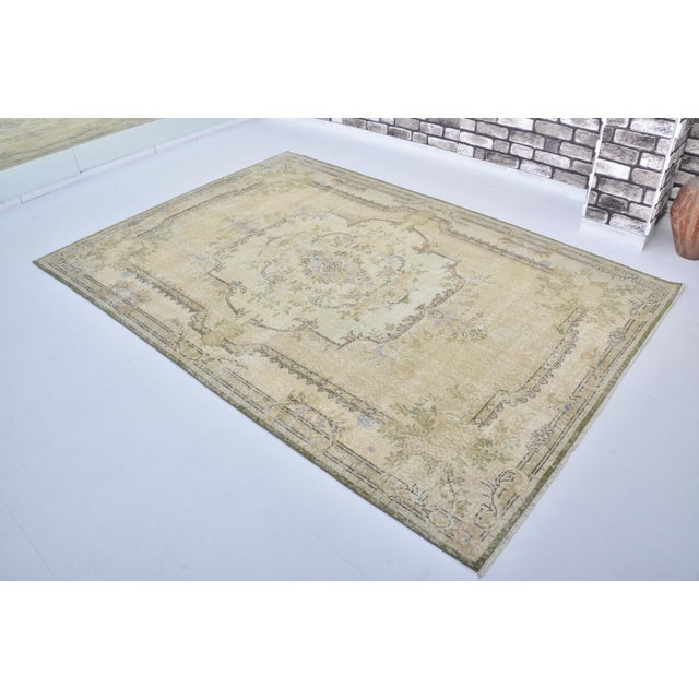 Handmade wool carpet in Turkish Anatolia , Vintage Oushak Rug,Turkish Vintage Anatolian Rug, Handmade wool Rug . One Of...