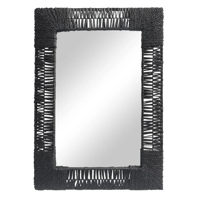 Coastal Folha Rectangular Mirror in Black For Sale - Image 3 of 3