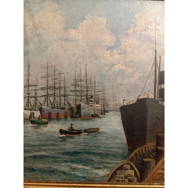 Coastal Antique Ship Painting, Framed For Sale - Image 3 of 12