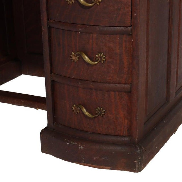 Antique RJ Horner Oak Ladies Roll Top Desk C1910 Measures - 48" x 36 1/4" x 29 5/8" A fine antique oak roll top desk...