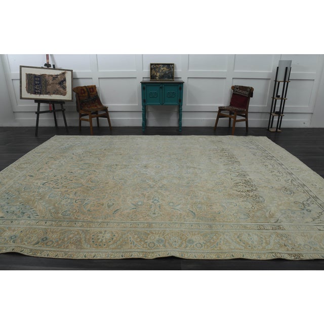 1970s Vintage Persian Handmade Wool Cotton Neutral Area Rug For Sale - Image 11 of 11