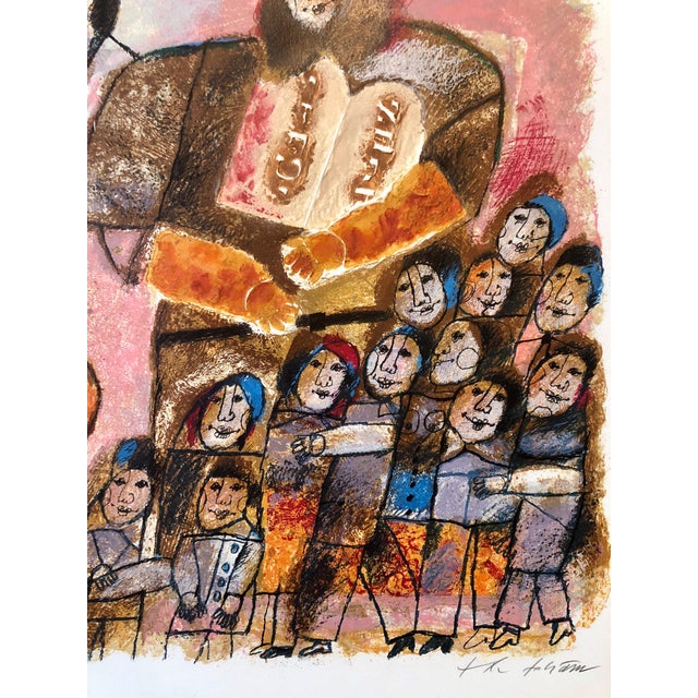 Théo Tobiasse, Large French Judaica Lithograph Carborundum Etching Jewish Hebrew Embossing For Sale In Miami - Image 6 of 7