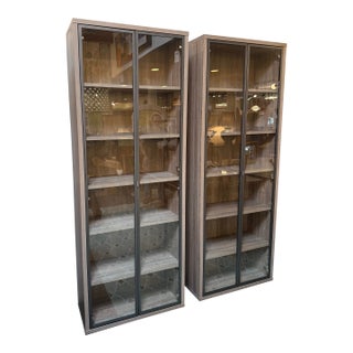 Scandinavian Designs Gammel Bookshelves With Glass Doors, Pair For Sale