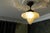 Art Deco French Frosted White Glass and Brass Ceiling Light, 1930s For Sale - Image 4 of 18
