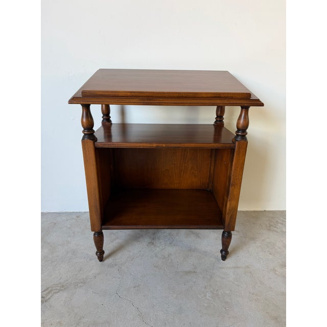 1970s Vintage Brandt Solid Cherry Wood Book Stand / Side Table For Sale - Image 5 of 13