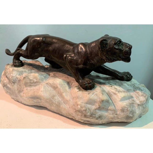 Bronze Lioness on Stone, 1930s For Sale - Image 9 of 11