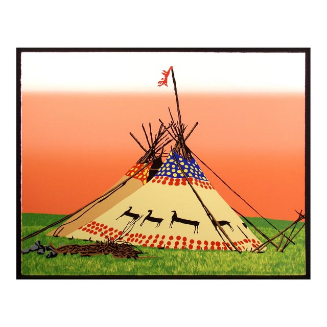 Ward Churchill "Morning Lodges" Hand Signed Fine Art Serigraph 1981 For Sale