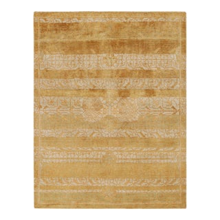 Rug & Kilim’s Samarkand-Inspired Rug, Muted Geometric-Floral Patterns in Gold For Sale