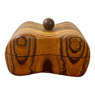 1950s Mid Century Handcrafted Zebrawood Lidded Box For Sale