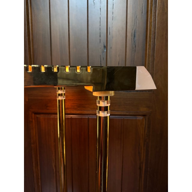 Vintage Postmodern Lucite and Brass Floor Lamps - Pair For Sale - Image 9 of 12