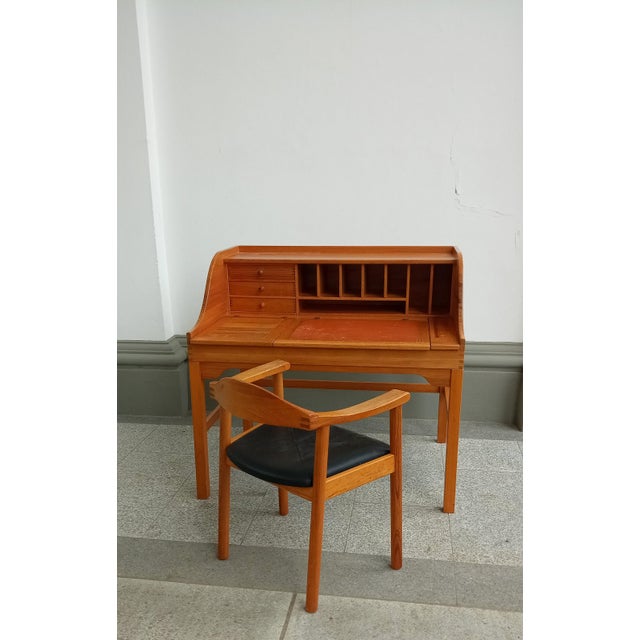 Oregon Pine Desk and Chair by Andreas Hansen for Hadsten, 1970s, Set of 2 For Sale - Image 17 of 18