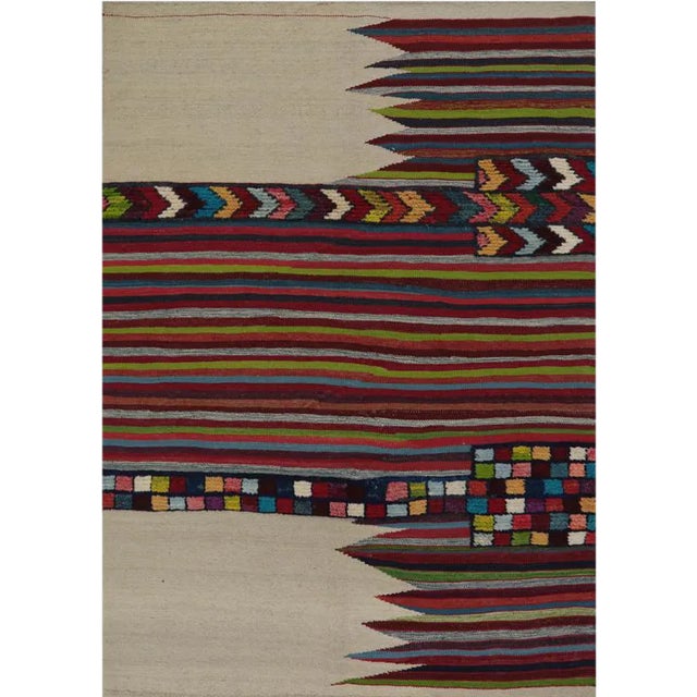 Handwoven Scandinavian Style Persian Kilim Area Rug - 4′3" × 5'11″ For Sale