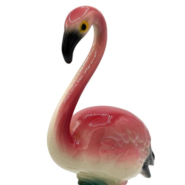 Mid-Century Modern 1950s California Pottery Tropical Ceramic "The Stroller" Pink Flamingo Figurine For Sale - Image 3 of 7