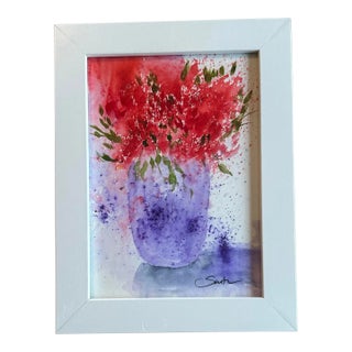 Framed Original Watercolor Botanical by Nancy Smith For Sale