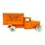 An antique pressed steel advertising truck, dating to approximately 1920. This toy vehicle features an orange painted...