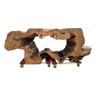 1990s Statement Live-Edge Mango Wood "Window" Slab For Sale