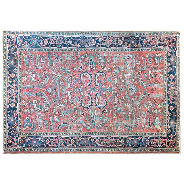 Textile Early 20th Century Persian Heriz Rug For Sale - Image 7 of 14