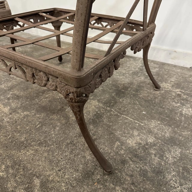 Early 20th Century Mid 20th Century Woodard Outdoor Iron Lounge Chairs With Cast Metal Ottomans, Attributed, 4 Pieces For Sale - Image 5 of 9