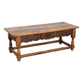20th Century French Oak Coffee Table With Drawer For Sale