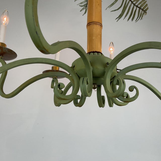 Early 21st Century Large Bamboo and Metal Palm Chandelier For Sale - Image 5 of 11