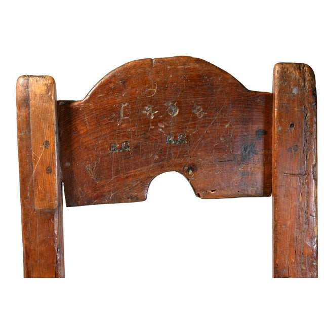 Wood Folk Art Italian Chair with Carved Backrest, 1838, Wood For Sale - Image 7 of 10