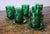 1950s 6 Mid Century Forest Green Glass Sandwich Pattern Juice Tumblers W/ Saucers ~ Anchor Hocking For Sale - Image 5 of 10