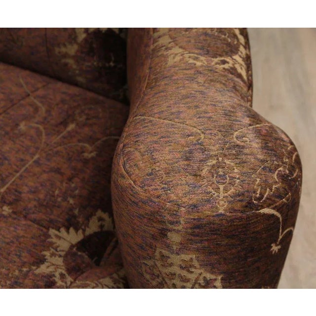 Edward Ferrell & Lewis Mittman High Wing Back Settee With Fortuny Upholstery For Sale In New York - Image 6 of 8
